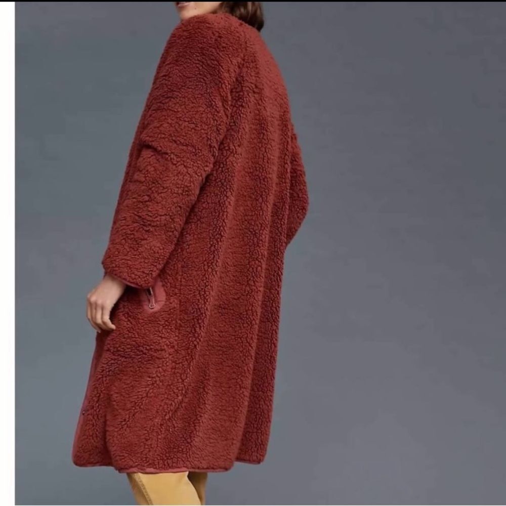 Anthropologie Women's Rust Red Fuzzy Teddy Coat Size Large NWT - Picture 4 of 10